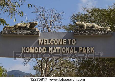 Entrance to Komodo National Park, Komodo Island, Komodo National Park, East Nusa Tenggara, Indonesia View Large Photo Image Stock Photo - Entrance to Komodo National Park, Komodo Island, Komodo National Park, East Nusa Tenggara, Indonesia. Fotosearch