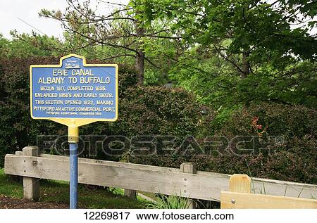 Stock Photo - Erie Canal commerative sign; Pittsford, New York, United States of America. Fotosearch
