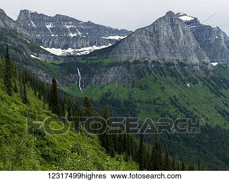 Extreme terrain of rugged mountains and green forested slopes, Glacier National Park; Montana, United States of America View Large Photo Image Stock Photograph - Extreme terrain of rugged mountains and green forested slopes, Glacier National Park; Montana, United States of America. Fotosearch