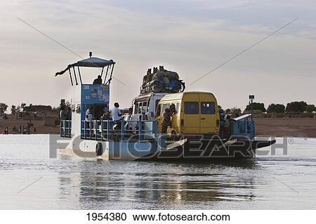 Stock Image - Ferry Over The Bani River, Mali. Fotosearch