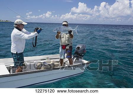 Fisherman holding green jobfish (Aprion virescens); Tahiti View Large Photo Image Stock Image - Fisherman holding green jobfish (Aprion virescens); Tahiti. Fotosearch