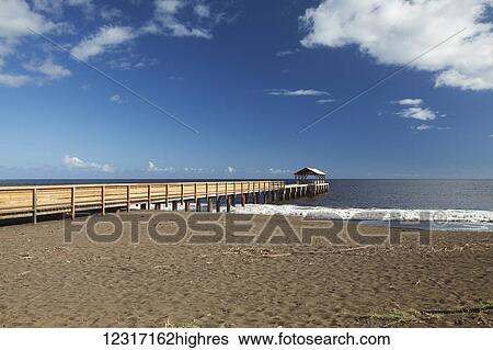 Stock Photograph - Fishing pier; Waimea, Kauai, Hawaii, United States of America. Fotosearch
