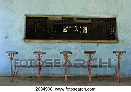 Five Bar Stools In Front Of A Bar Window, Costa Rica View Large Photo Image Stock Photo - Five Bar Stools In Front Of A Bar Window, Costa Rica. Fotosearch