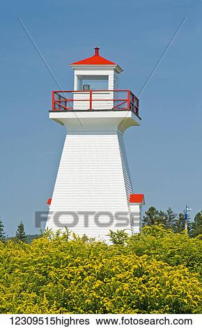 Stock Photograph - Five Islands Lighthouse Provincial Park, Minas Basin, Bay of Fundy; Nova Scotia, Canada. Fotosearch