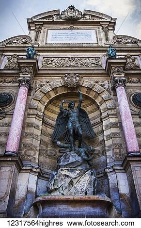 Fontaine Saint-Michel; Paris, France View Large Photo Image Stock Photograph - Fontaine Saint-Michel; Paris, France. Fotosearch