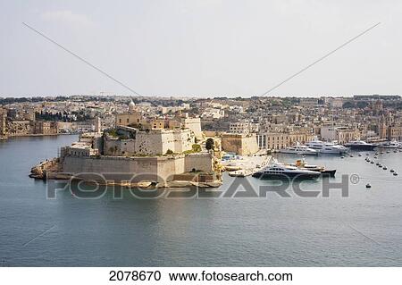 Fort St Angelo With The Marina, As Seen From Valletta, Vittoriosa (Birgu), Malta View Large Photo Image Stock Image - Fort St Angelo With The Marina, As Seen From Valletta, Vittoriosa (Birgu), Malta. Fotosearch