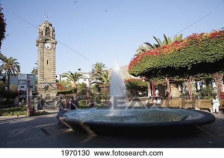 Fountain And British Clock Tower Located On Plaza Colon In Antofagasta, Antofagasta Region, Chile View Large Photo Image Stock Image - Fountain And British Clock Tower Located On Plaza Colon In Antofagasta, Antofagasta Region, Chile. Fotosearch