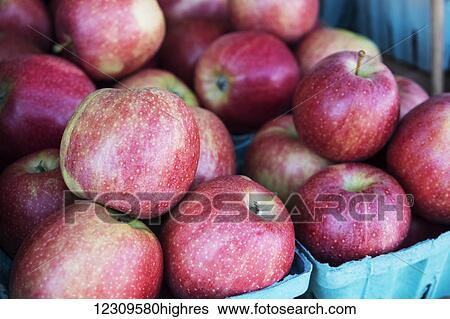 Stock Photograph - Fresh apples at farm stand; Lititz, Pennsylvania, United States of America. Fotosearch