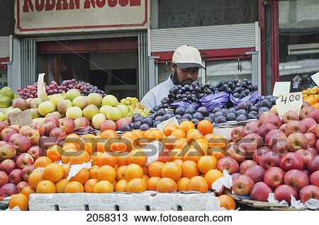 Stock Image - Fruit Vendor, Port Louis, Mauritius. Fotosearch