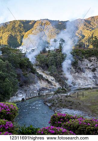 Stock Photograph - Fumaroles; Furnas, Sao Miguel, Azores, Portugal. Fotosearch