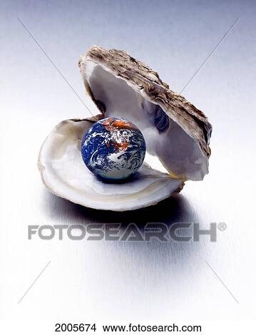 Fv5295, G. Biss Photography; World In Oyster Shell View Large Photo Image Picture - Fv5295, G. Biss Photography; World In Oyster Shell. Fotosearch