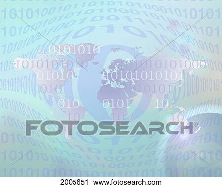 Fv5405, G. Biss Photography; Map Of World With Binary Code View Large Photo Image Stock Image - Fv5405, G. Biss Photography; Map Of World With Binary Code. Fotosearch