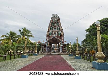 Stock Image - Ganesh Column At The Kaylasson Hindu Temple, Pamplemousses, Mauritius. Fotosearch
