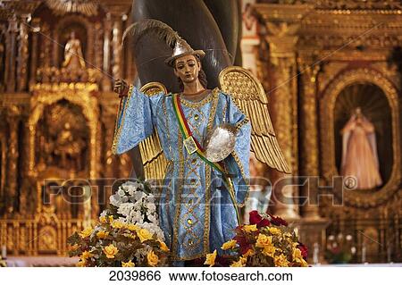 Gilded And Polychrome Wood Image Of Archangel Gabriel, Carved In The Mestizo-Baroque Style At The Jesuit Mission Of San Miguel De Velasco, Santa Cruz Department, Bolivia View Large Photo Image Stock Photograph - Gilded And Polychrome Wood Image Of Archangel Gabriel, Carved In The Mestizo-Baroque Style At The Jesuit Mission Of San Miguel De Velasco, Santa Cruz Department, Bolivia. Fotosearch