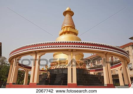 Stock Image - Gilded Stupa At The Chinese Monastery, Bodhgaya, Bihar, India. Fotosearch