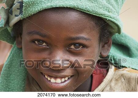 Stock Image - Girl, Anja, Fianarantsoa Province, Madagascar. Fotosearch