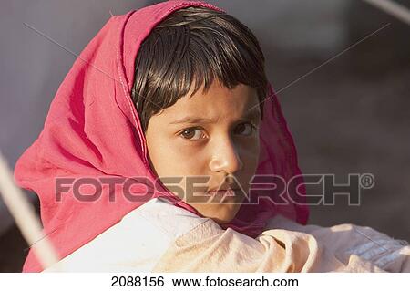 Stock Photograph - Girl In A Relief Camp After The 8 October 2005 Earthquake, Bagh, Azad Kashmir, Pakistan. Fotosearch