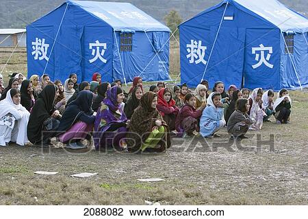 Girls At A School In Tents Donated By China After The 8 October 2005 Earthquake, Chakothi, Azad Kashmir, Pakistan View Large Photo Image Stock Image - Girls At A School In Tents Donated By China After The 8 October 2005 Earthquake, Chakothi, Azad Kashmir, Pakistan. Fotosearch