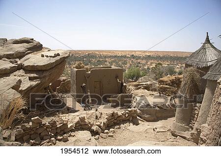 Stock Image - Granary in Irelli, Bandiagra Escarpment, Mali. Fotosearch