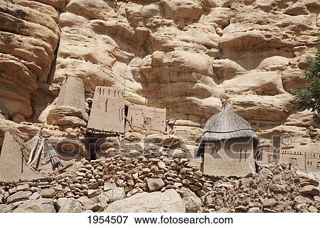 Stock Photo - Granary in Irelli, Bandiagra Escarpment, Mali. Fotosearch
