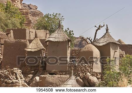 Stock Photo - Granary in Irelli, Bandiagra Escarpment, Mali. Fotosearch