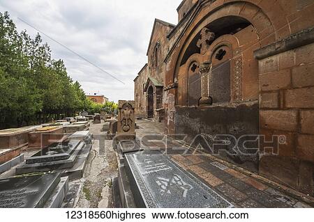 Stock Photograph - Graves by Saint Gayane Church; Vagharshapat, Armavir Province, Armenia. Fotosearch