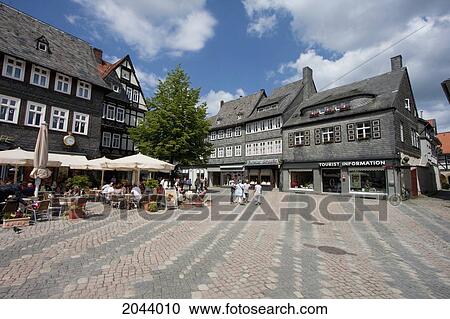 Stock Image - Half-Timbered Buildings On The Market Place, Goslar, Germany. Fotosearch