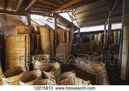 Stock Image - handicrafts; arts; crafts; Indonesia; Indonesian; Java; Lombok; West Nusa Tenggara; bamboo. Fotosearch