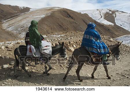 Hazara Women On Donkeys At The Hajigak Pass, Vardak Province, Afghanistan View Large Photo Image Picture - Hazara Women On Donkeys At The Hajigak Pass, Vardak Province, Afghanistan. Fotosearch