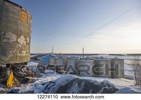 Heating oil tank farm in Noatak during winter, Arctic Alaska, USA View Large Photo Image Stock Image - Heating oil tank farm in Noatak during winter, Arctic Alaska, USA. Fotosearch