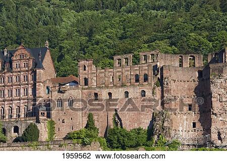 Stock Image - Heidelberg Castle, As Seen From The Neckar River, Heidelberg, Germany. Fotosearch