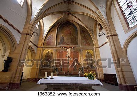Stock Image - High Altar In St. Gangolf Church, Trier, Rhineland-Palatinate, Germany. Fotosearch