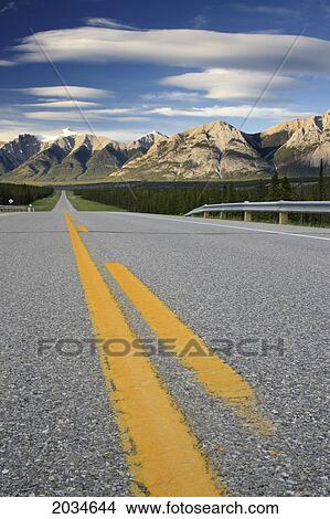 Picture - Highway 11 With The Ram Range At Kootenay Plains, Alberta. Fotosearch