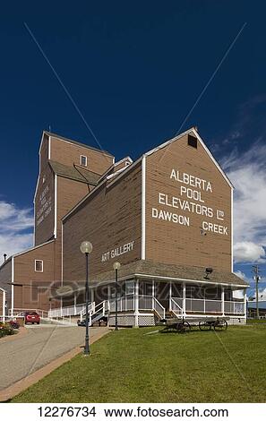 Picture - Historic grain elevators in downtown Dawson Creek, British Columbia, Canada, Summer. Fotosearch