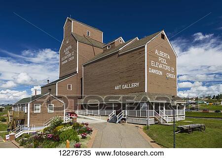 Stock Photography - Historic grain elevators in downtown Dawson Creek, British Columbia, Canada, Summer. Fotosearch