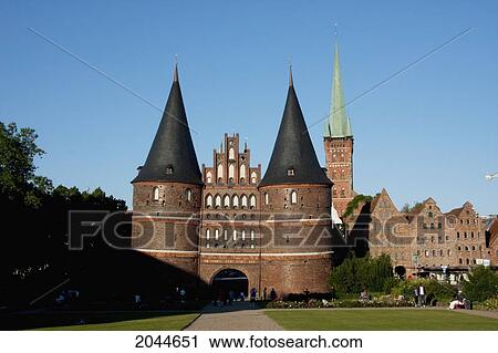Stock Image - Holstentor Brick City Gate, Lubeck, Germany. Fotosearch