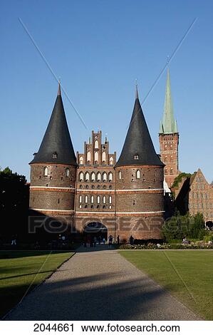 Holstentor Brick City Gate, Lubeck, Germany View Large Photo Image Stock Image - Holstentor Brick City Gate, Lubeck, Germany. Fotosearch