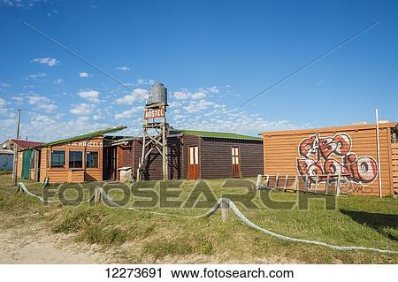 Stock Image - Hostel along the coast; Cabo Polonio, Uruguay. Fotosearch
