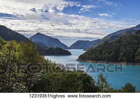 Stock Photograph - Inguri hydroelectric dam; Samegrelo-Zemo Svaneti, Georgia. Fotosearch
