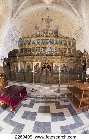 Interior of a church; Arsos, Limassol, Cyprus View Large Photo Image Stock Photo - Interior of a church; Arsos, Limassol, Cyprus. Fotosearch