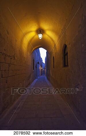 Interior Of Gharreqin Gate At Night, Mdina, Malta View Large Photo Image Stock Image - Interior Of Gharreqin Gate At Night, Mdina, Malta. Fotosearch