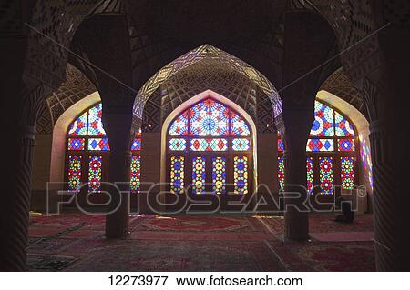 Stock Photo - Interior of Nasir al-Mulk mosque; Shiraz, Iran. Fotosearch