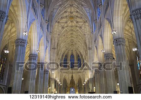 Stock Photograph - Interior of Saint Patrick's Cathedral; New York City, New York, United States of America. Fotosearch