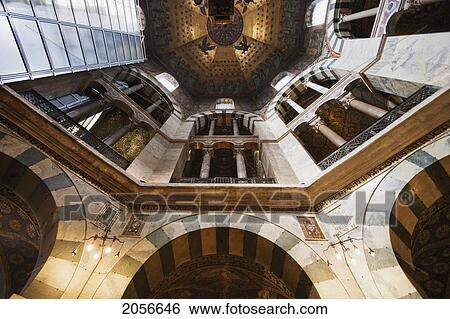 Stock Photograph - Interior Of The Octagonal Palatine Chapel, Built By Charlemagne, Aachen Cathedral (Kaiserdom), Aachen, Germany. Fotosearch