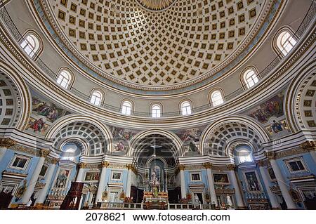Interior View Of The Dome Of The Rotunda Of St Marija Assunta, Mosta, Malta View Large Photo Image Stock Image - Interior View Of The Dome Of The Rotunda Of St Marija Assunta, Mosta, Malta. Fotosearch