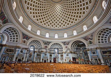 Interior View Of The Dome Of The Rotunda Of St Marija Assunta, Mosta, Malta View Large Photo Image Stock Image - Interior View Of The Dome Of The Rotunda Of St Marija Assunta, Mosta, Malta. Fotosearch
