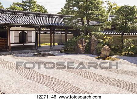 Japanese temple with rock garden; Kyoto, Japan View Large Photo Image Stock Photograph - Japanese temple with rock garden; Kyoto, Japan. Fotosearch