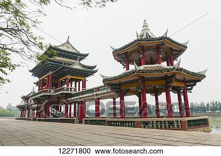 Stock Image - Jimei District, park famous because Chinese dragon boat festival; Xiamen, Fujian Province, China. Fotosearch