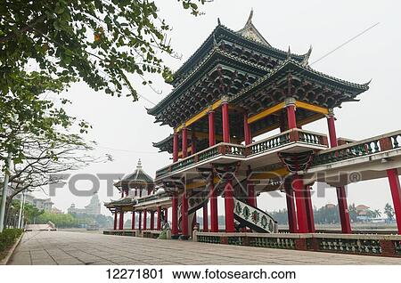 Stock Image - Jimei District, park famous because Chinese dragon boat festival; Xiamen, Fujian Province, China. Fotosearch
