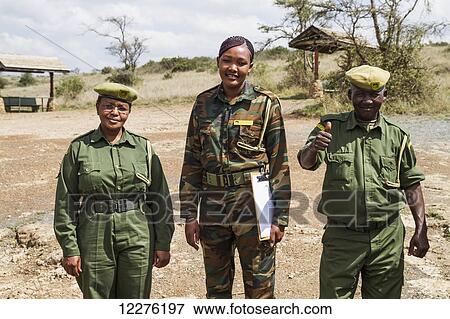 Stock Photo - Kenya Wildlife Service wardens, Nairobi National Park; Kenya. Fotosearch